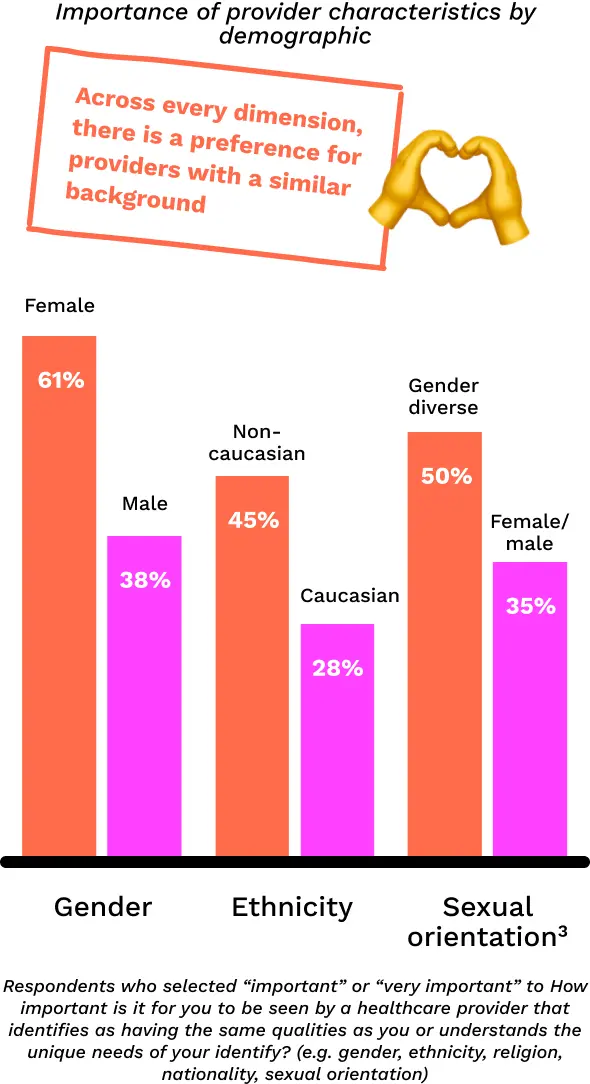 Importance of provider characteristics by demographic